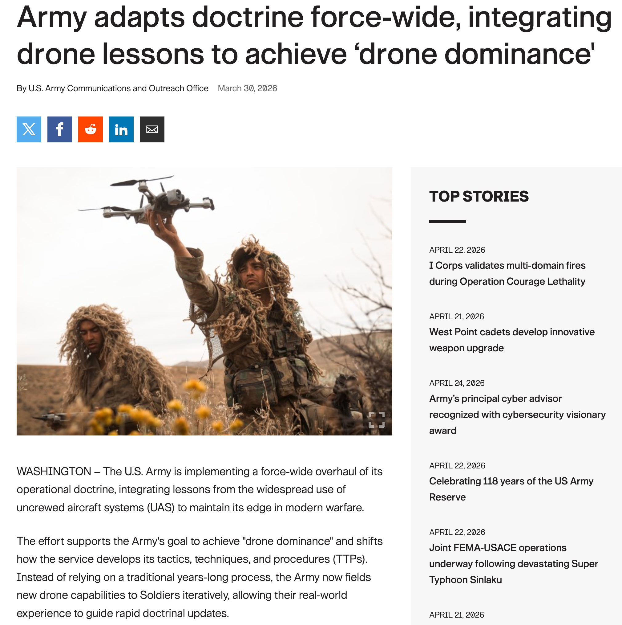 Army adapts Drone Dominances